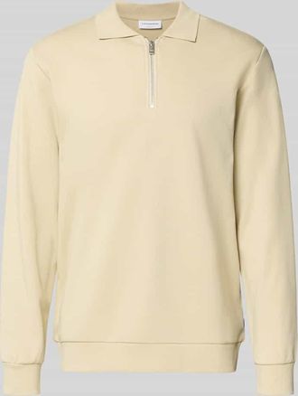 Lindbergh Lindbergh Sweatshirt mit Polokragen und Rei&szlig;verschluss in Sand, Gr&ouml;&szlig;e XXXL