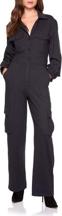Susana Monaco Long Sleeve Cargo Jumpsuit in Onyx at Nordstrom Rack, Size X-Small