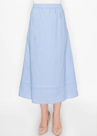YAL New York Light Blue Cotton Midi Skirt, A-Line