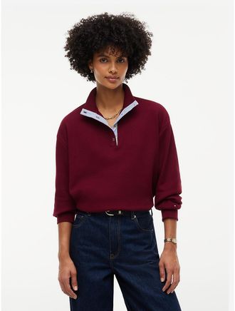 Tommy Hilfiger Womens Long-Sleeve Waffled Henley - Burgundy - XXL