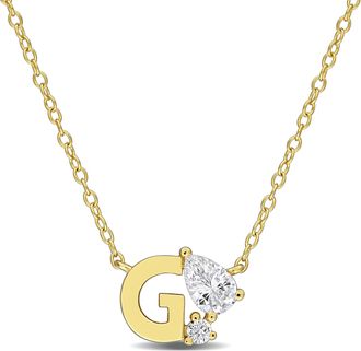 Mimi & Max 3/4ct TGW Created White Sapphire Q Initial Necklace Yellow Plated Sterling Silver