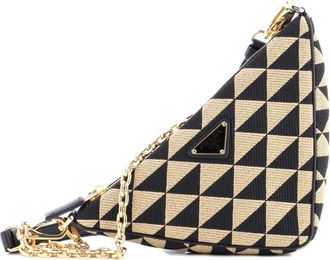 Prada Symbole Triangle kleine schoudertas met jacquard - Zwart