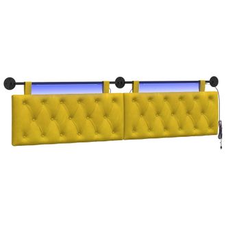 vidaXL Cabecero Colgante Con Luz Led Amarillo Terciopelo Vidaxl