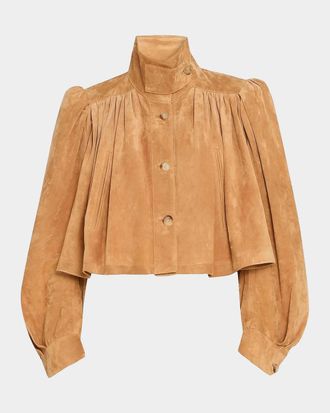 Chlo&eacute; Shirred Suede Jacket