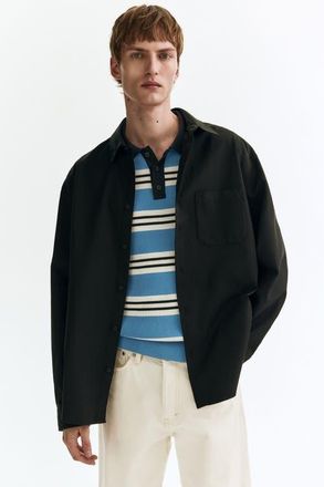 H&M Relaxed Fit Shirt in Black at Nordstrom, Size Xx-Large