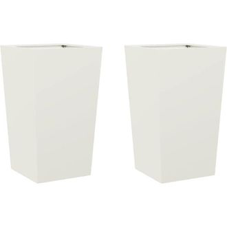 vidaXL Jardineras 2 Uds Acero Blanca 45x45x75 Cm Vidaxl
