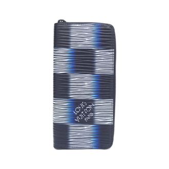 Louis Vuitton Black Blue Leather Long Wallet (Bi-Fold) (Pre-Owned)