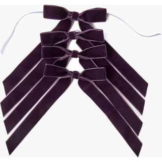 Mrs. Alice Velvet Bows (Set of 4) - 20cm in Purple at Nordstrom
