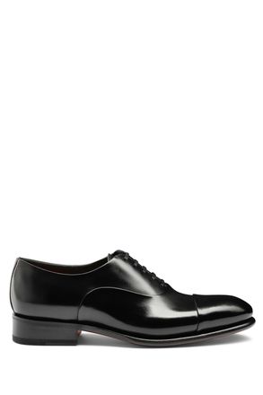 Santoni Isaac Model Antiqued Leather Oxford Shoes