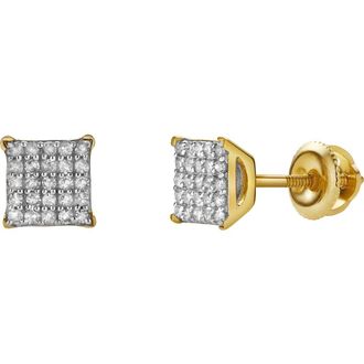 LuvMyJewelry Selestia 10K Yellow Gold Cluster Diamond Unisex Earrings - 0.2 Cts at Nordstrom