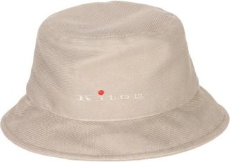 Kiton Bucket Hat met geborduurd logo - Heren - Hoeden - Bruin - M - Accessoires