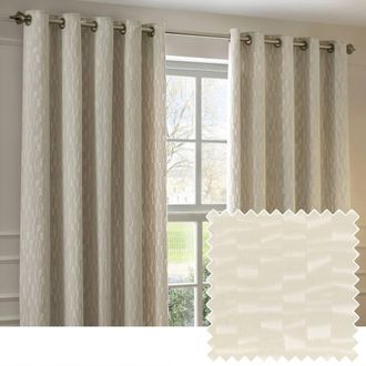Riva Paoletti Manhattan Velvet Eyelet Curtain Pair in Off-White | Size: 229 cm width x 229 cm drop