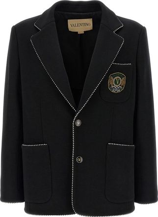 Valentino Garavani Enkelrijige wollen blazer - Heren - Blazers - Zwart - L - Wol - Jassen