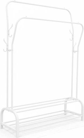 Relaxdays Relaxdays double coat stand, HxWxD: 146 x 110 x 33 cm, 2 shelves & 2 coat rails, 8 hooks, white