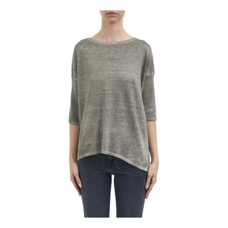 Avant Toi Round-neck Knitwear, female, Green, Size: XS Maglia Collo a Barchetta Over