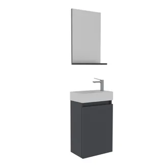 Habitat et Jardin Set Mobile Lavabo Con Specchio (2 Pezzi) conza 45 - 45 X 26 X 75 Cm - Antracite Opaco