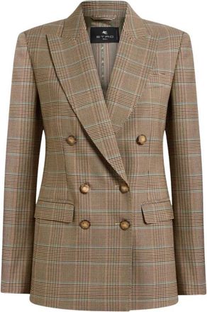 Etro Dubbele-rijige Blazer - Dames - Blazers - Beige - M - Wol - Jassen