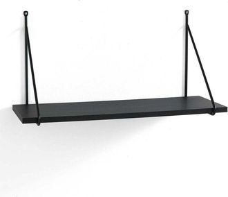 Oresteluchetta Estante De Pared Suspendido En Madera Y Acero Dise&ntilde;o Level - Negro