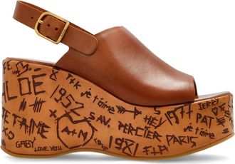 Chlo&eacute; Maxime Wedge Sandalen - Dames - Sleehakken - Bruin - 41 EU - Leer - Schoenen