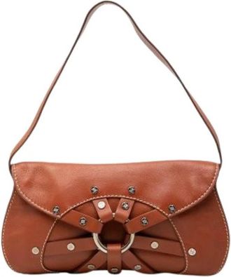 Celine Pre-owned Studded Leather Shoulder Bag - Dames - Vintage Schoudertas - Bruin - ONE Size - Leer - Vintage