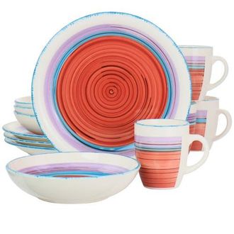 Gibson Home Richvale 12 Piece Round Durastone Dinnerware Set in Red at Nordstrom
