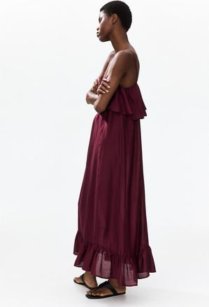 H&M Frill-trimmed A-line Dress in Burgundy at Nordstrom, Size Xx-Large