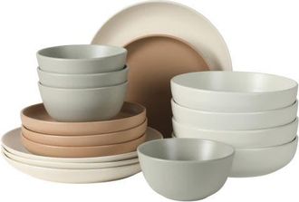 Gibson Home Leeds Court 16-Piece Speckle Reactive Glaze Stoneware Dinnerware Set in Multicolors at Nordstrom