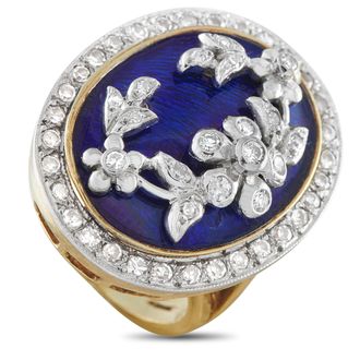 Luxury Bazaar 14K Yellow Gold 0.45ct Diamond and Enamel Ring MF26-031726