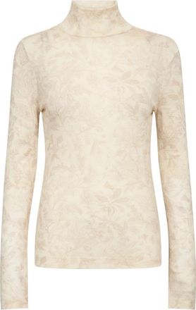 Mos Mosh MMXinna Fleur Turtleneck - Dames - Coltruien - Beige - S - Wol - Truien & Vesten