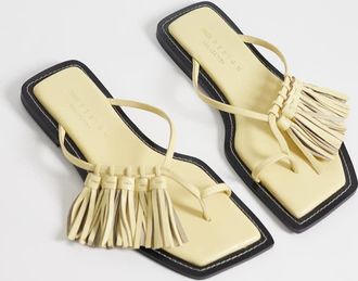 Asos Flit - Sandali premium in pelle color pastinaca con nappe-Giallo