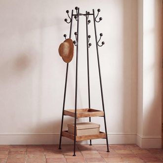 Maisons du monde Perchero de acero negro y madera de mango