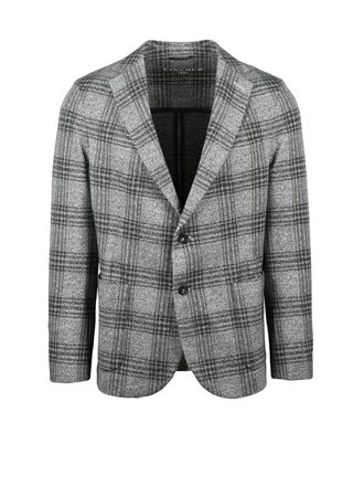 Circolo 1901 Rounded Jacket With Notched Lapel And Grey Checkered Pattern