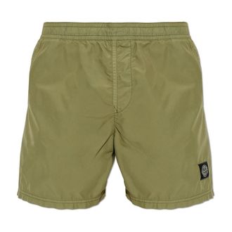 Stone Island Beachwear, male, Green, Size: XL Logo Swim Shorts