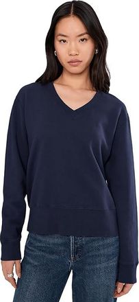 Mod-o-doc Long Sleeve Deep-v Neck Sweatshirt Womens Sweatshirt Vibrant Navy : MD (US 8-10), Cotton