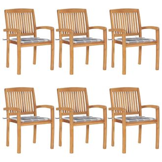 vidaXL Sillas De Jard&iacute;n Apilables 6 Uds Madera De Teca Con Cojines Vidaxl