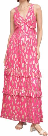 En Cr&egrave;me Metallic Polka Dot Maxi Dress In Pink