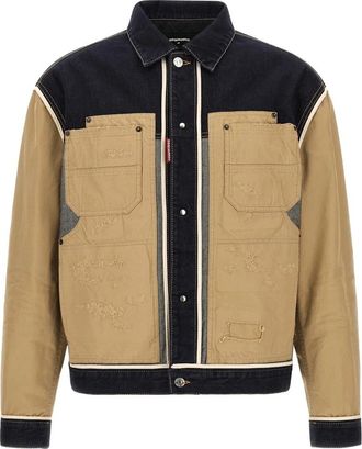 Dsquared2 Hybride Denim Jacket - Heren - Spijkerjassen - Beige - L - Denim - Jassen