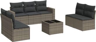 vidaXL Vidaxl - Set De Sof&aacute;s De Jard&iacute;n 8 Pzas Y Cojines Rat&aacute;n Sint&eacute;tico Gris