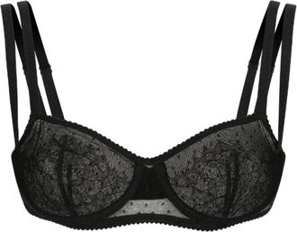 Dolce & Gabbana Zwarte Point dEsprit Beugelbeha - Dames - BHs - Zwart - L - Katoen - Ondergoed