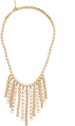 Alessandra Rich fringed crystal-bead embellished necklace - women - Metal - One Size - Gold