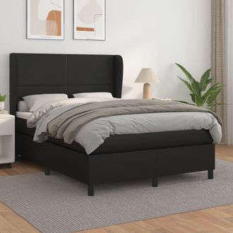 vidaXL Cama Box Spring Con Colch&oacute;n Cuero Sint&eacute;tico Negro 140x190 Cm Vidaxl