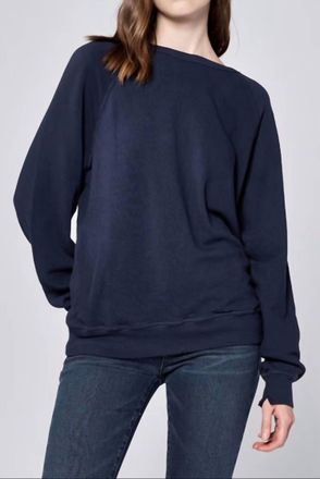 Dear John Denim Lilja Crewneck Long Sleeve Relaxed Fit Top In Black Iris