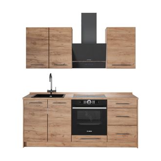 Vicco Cocina Para Solteros Fame-line, Roble Dorado/roble Dorado, 190 Cm Sin Encimera, Vicco