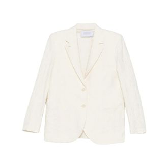 Harris Wharf London Blazers, female, White, Size: 2XS Textured Cotton Blend Blazer
