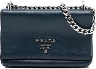 Prada Pre-owned Cross Body Bags, female, Blue, Size: ONE SIZE Pre-owned Leather Crossbody Bag