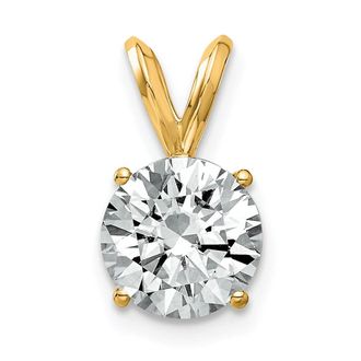 Diamond2Deal 14k Yellow Gold 2ct. 8.0mm Round Moissanite Solitaire Pendant