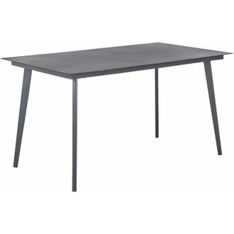 Beliani Beliani - Moderno Tavolo da Giardino a 4 Posti in Alluminio Piano in Vetro Temperato 140 x 80 cm Grigio Mileto
