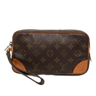Louis Vuitton Brown Pvc Leather Clutch Bag (Pre-Owned)
