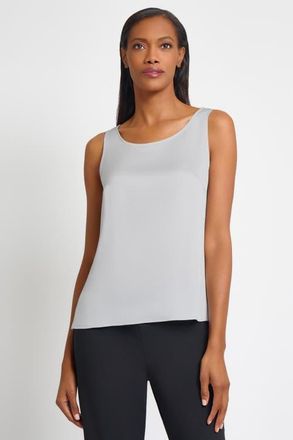 Ming Wang Crepe de Chine Scoop Neck Tank in Lunar Rock at Nordstrom, Size 2X