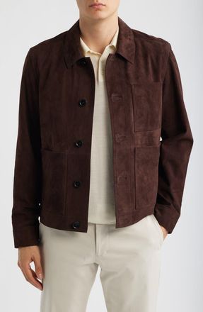 Reiss Wilstead Suede Shirt Jacket in Chocolate Brown at Nordstrom, Size Xx-Large